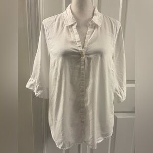 J. Crew women's size small white collared button down elbow length sleeves top